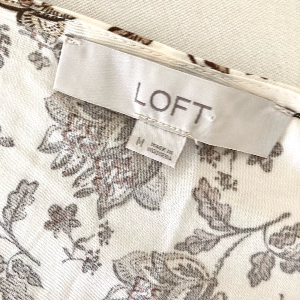 Loft Bohemian Mixed-Pattern Peplum Blouse Size M - Picture 9 of 10